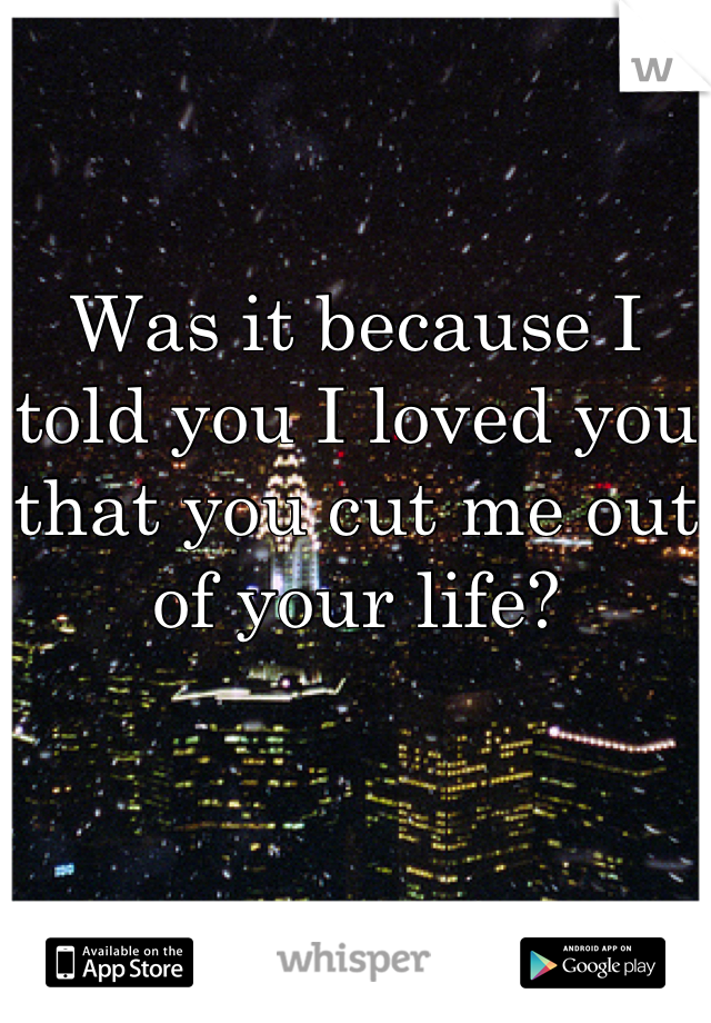 Was it because I told you I loved you that you cut me out of your life?