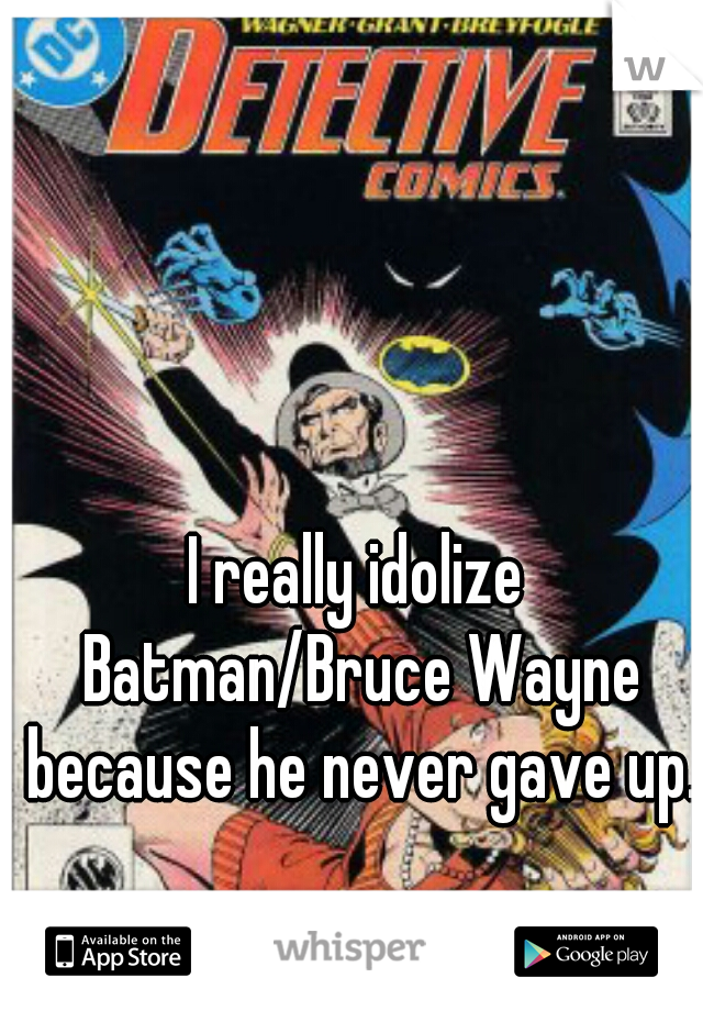I really idolize Batman/Bruce Wayne because he never gave up.
