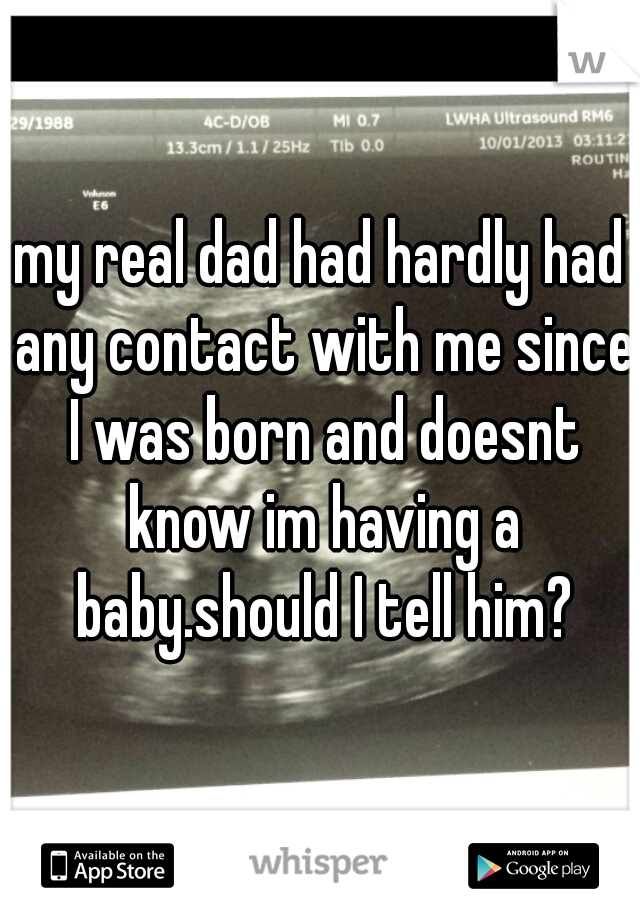 my real dad had hardly had any contact with me since I was born and doesnt know im having a baby.should I tell him?