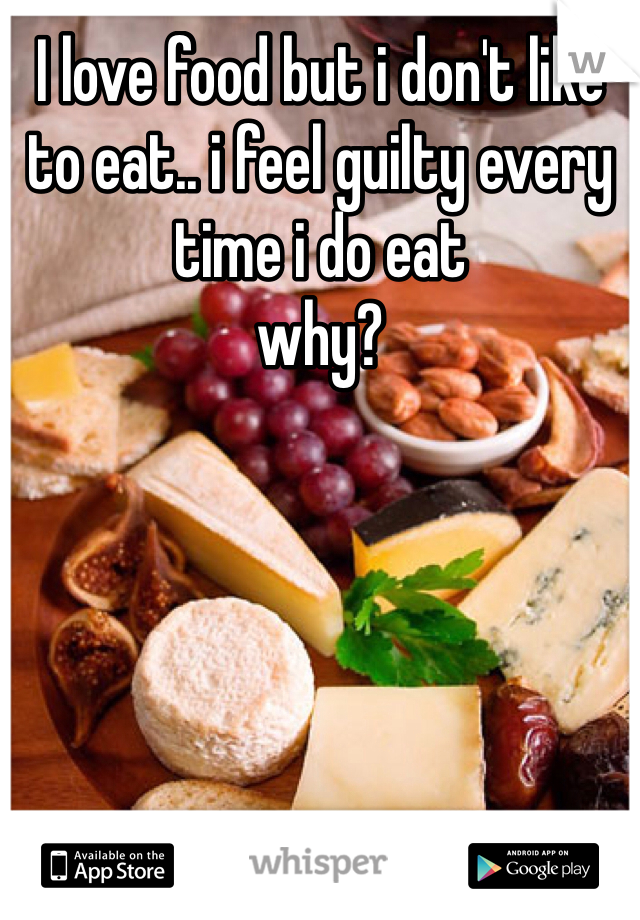 I love food but i don't like to eat.. i feel guilty every time i do eat
why?