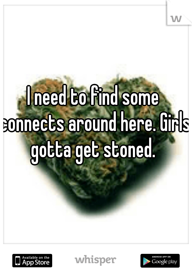 I need to find some connects around here. Girls gotta get stoned. 