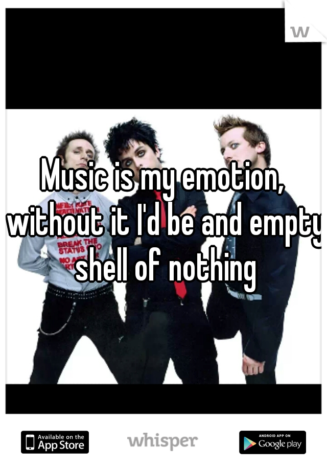 Music is my emotion, without it I'd be and empty shell of nothing