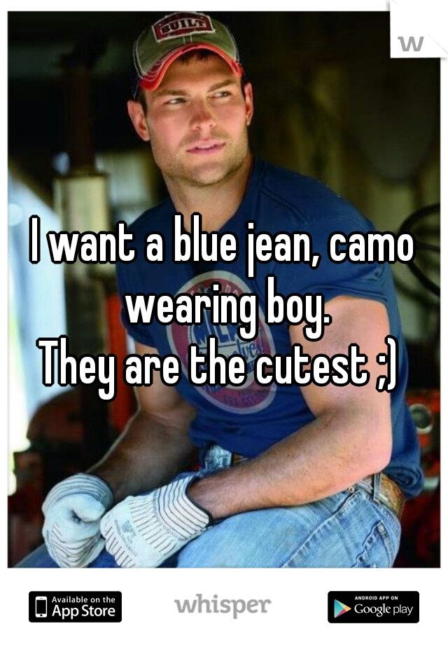 I want a blue jean, camo wearing boy.

They are the cutest ;) 