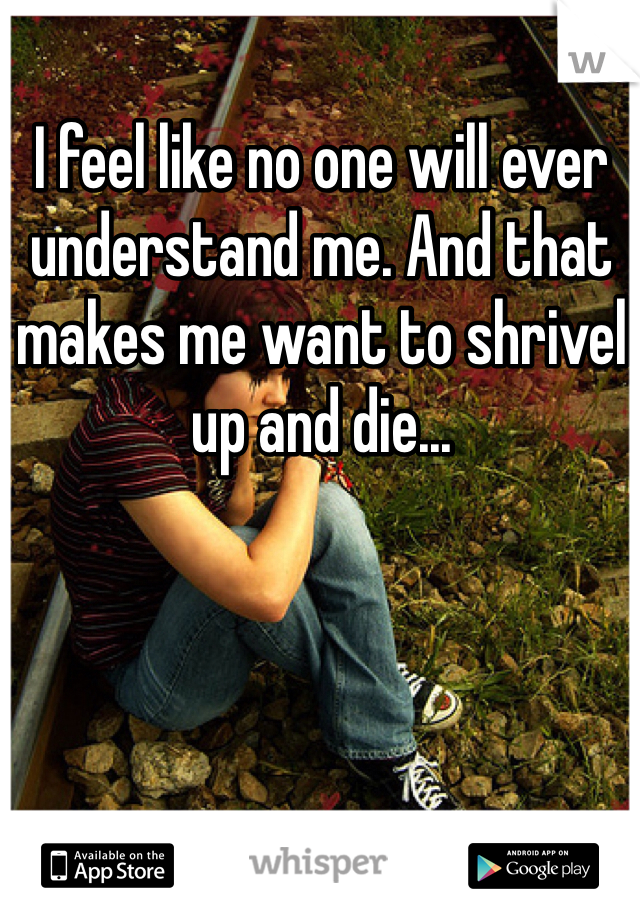 I feel like no one will ever understand me. And that makes me want to shrivel up and die...