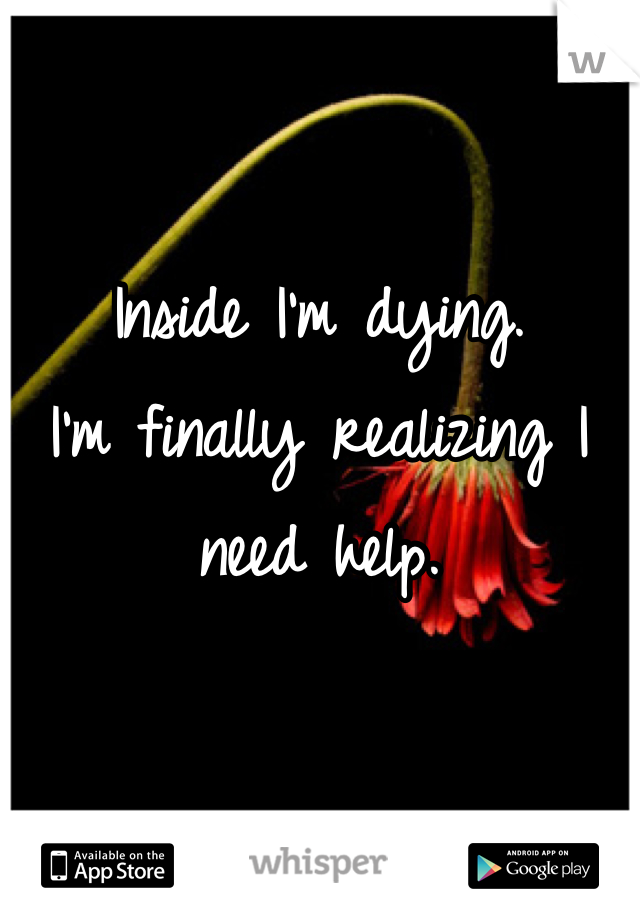Inside I'm dying.
I'm finally realizing I need help.