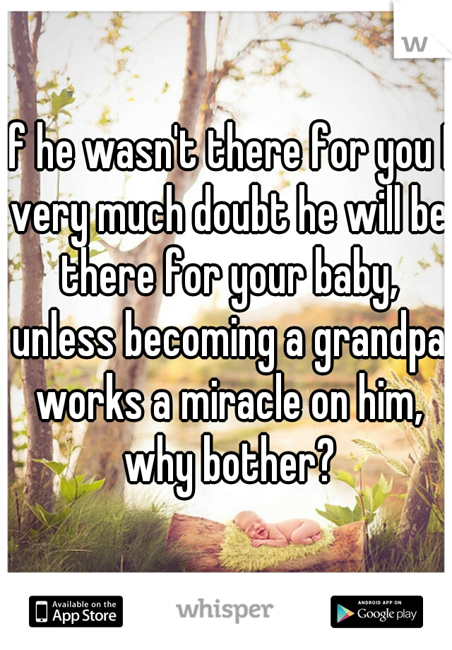 if he wasn't there for you I very much doubt he will be there for your baby, unless becoming a grandpa works a miracle on him, why bother?