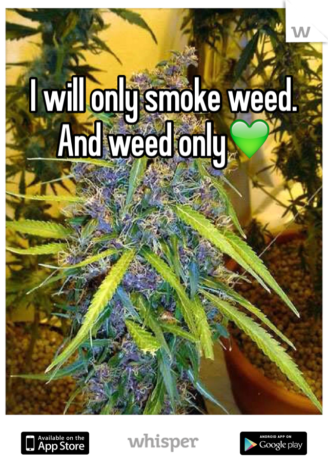 I will only smoke weed. And weed only💚