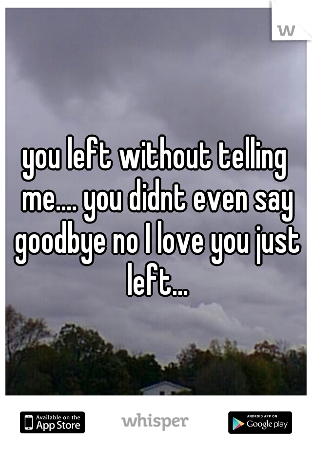 you left without telling me.... you didnt even say goodbye no I love you just left...