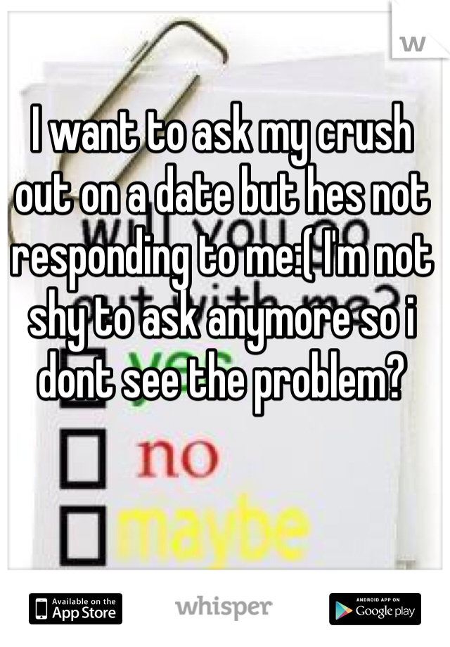 I want to ask my crush out on a date but hes not responding to me:( I'm not shy to ask anymore so i dont see the problem? 