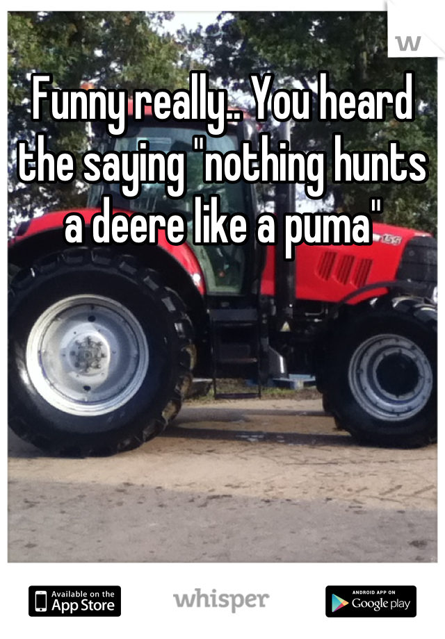 Funny really.. You heard the saying "nothing hunts a deere like a puma"