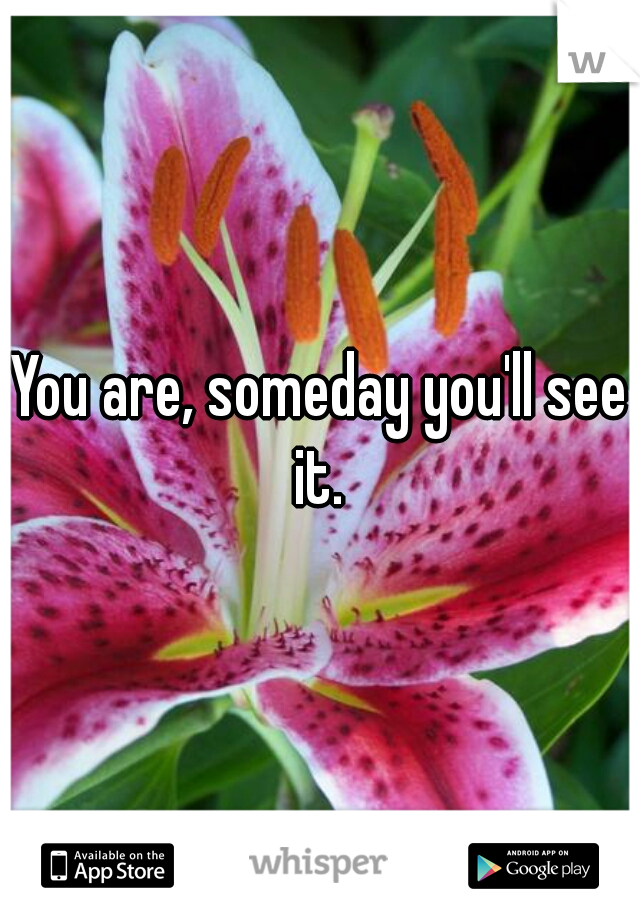 You are, someday you'll see it. 