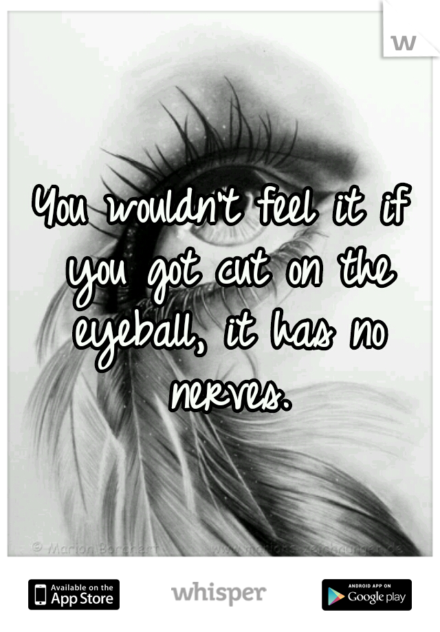 You wouldn't feel it if you got cut on the eyeball, it has no nerves.