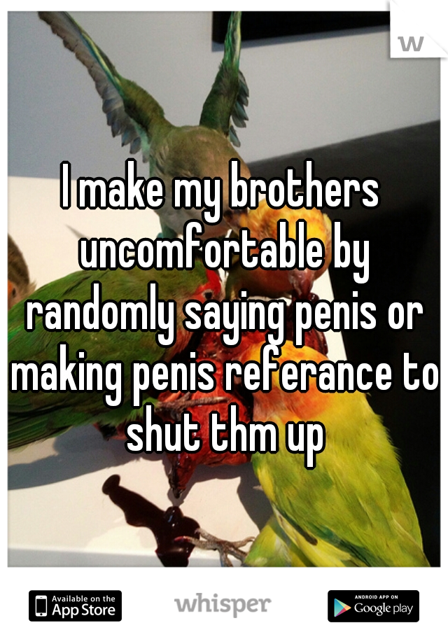 I make my brothers uncomfortable by randomly saying penis or making penis referance to shut thm up
