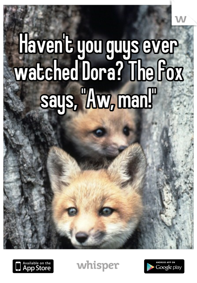 Haven't you guys ever watched Dora? The fox says, "Aw, man!"