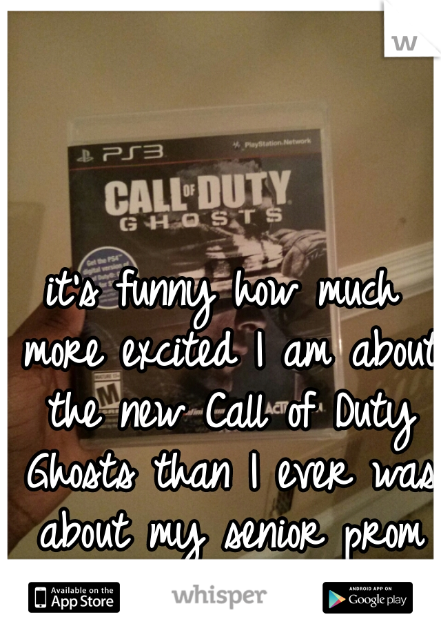 it's funny how much more excited I am about the new Call of Duty Ghosts than I ever was about my senior prom last year!   