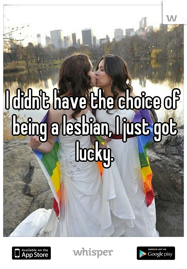 I didn't have the choice of being a lesbian, I just got lucky.