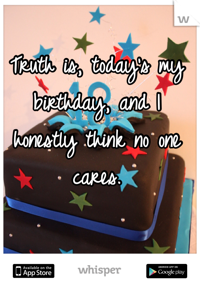 Truth is, today's my birthday, and I honestly think no one cares. 