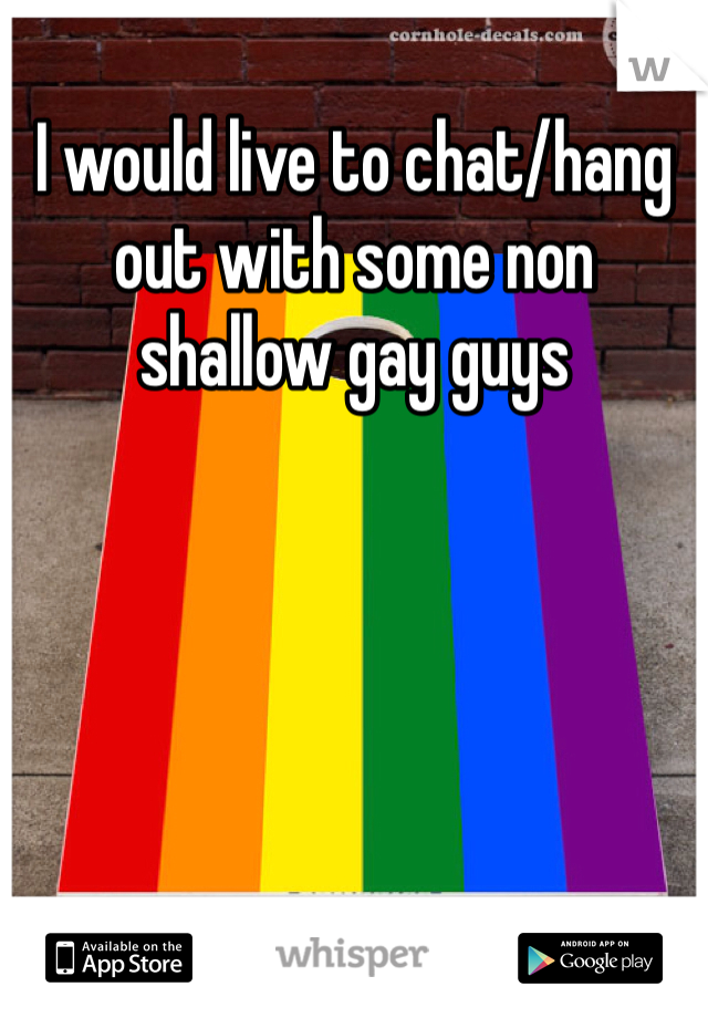 I would live to chat/hang out with some non shallow gay guys 