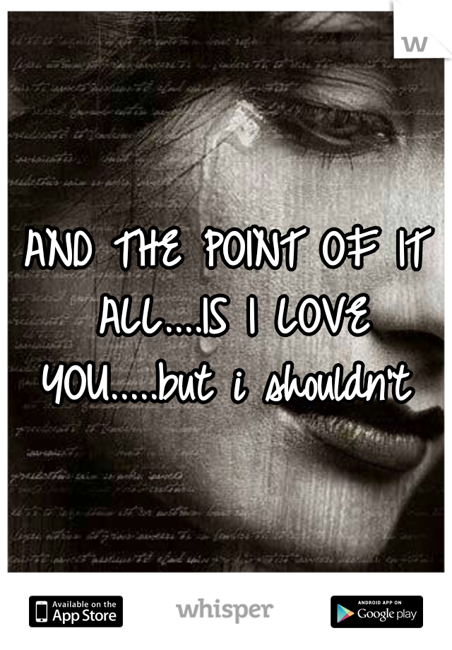 AND THE POINT OF IT ALL....IS I LOVE YOU.....but i shouldn't 