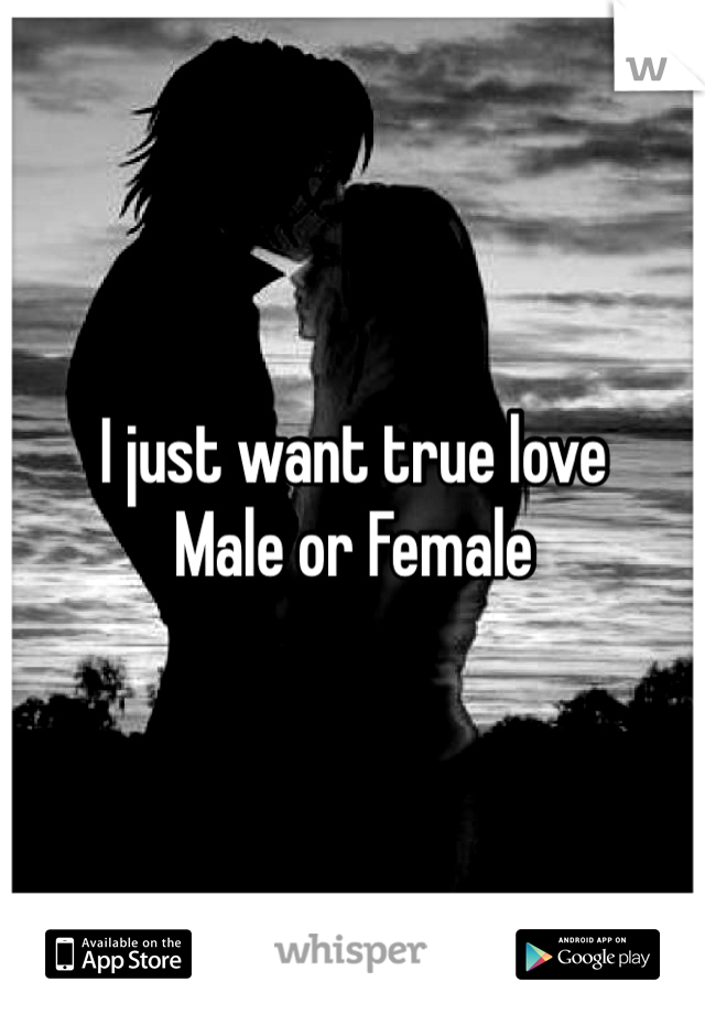 I just want true love
Male or Female