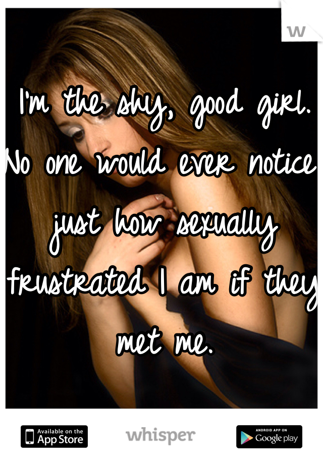 I'm the shy, good girl. No one would ever notice just how sexually frustrated I am if they met me. 