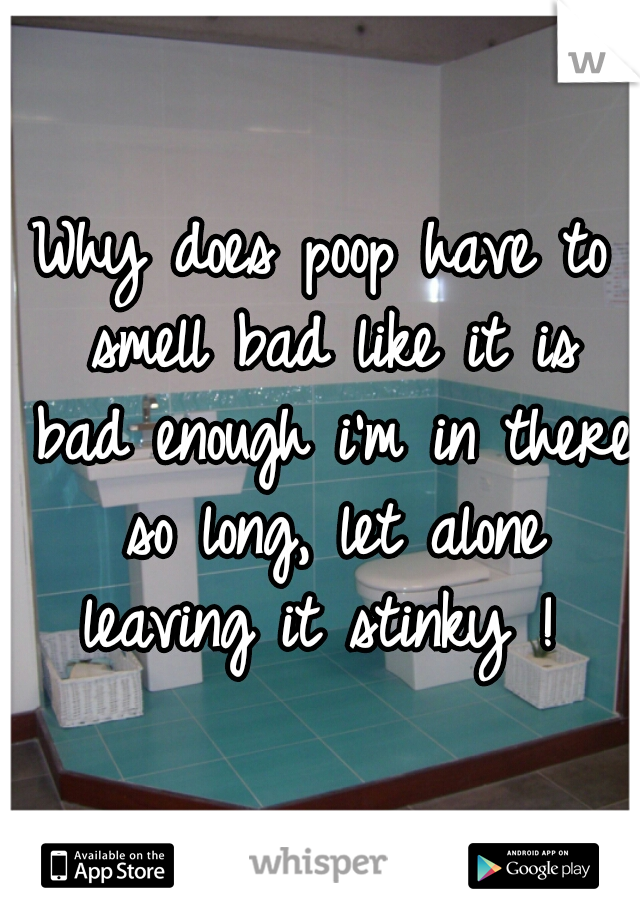 Why does poop have to smell bad like it is bad enough i'm in there so long, let alone leaving it stinky ! 