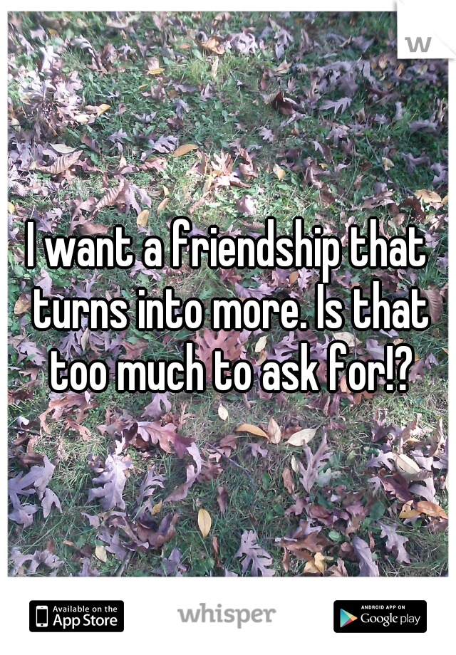 I want a friendship that turns into more. Is that too much to ask for!?