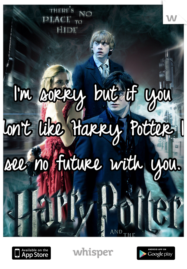I'm sorry but if you don't like Harry Potter I see no future with you. 