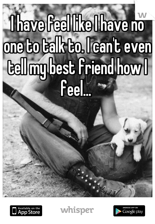 I have feel like I have no one to talk to. I can't even tell my best friend how I feel... 