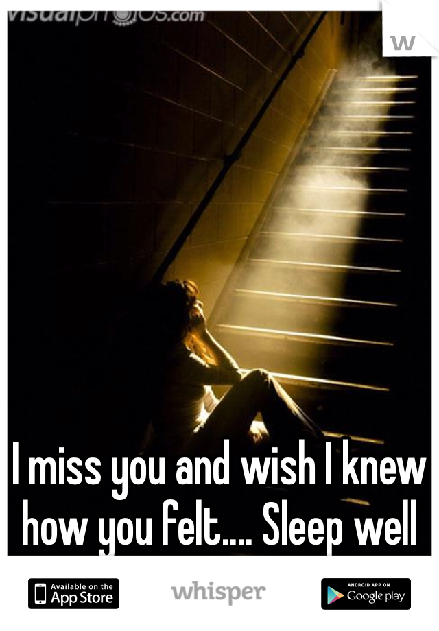 I miss you and wish I knew how you felt.... Sleep well and know that I love u
