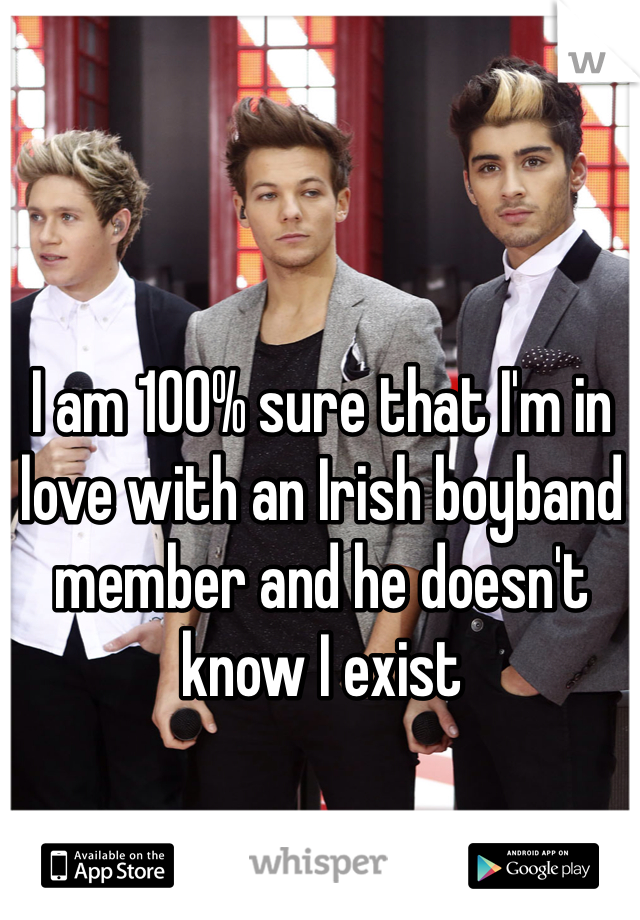 I am 100% sure that I'm in love with an Irish boyband member and he doesn't know I exist 