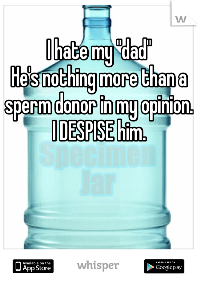 I hate my "dad"
He's nothing more than a sperm donor in my opinion. 
I DESPISE him.