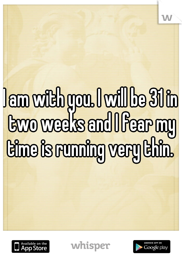 I am with you. I will be 31 in two weeks and I fear my time is running very thin. 