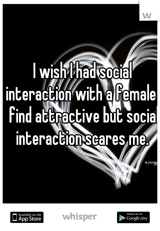I wish I had social interaction with a female I find attractive but social interaction scares me. 