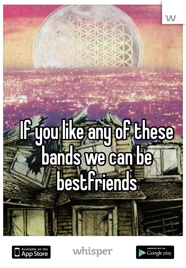 If you like any of these bands we can be bestfriends