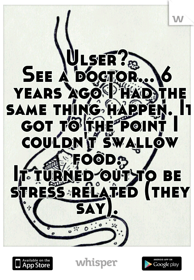 Ulser?

See a doctor... 6 years ago I had the same thing happen. It got to the point I couldn't swallow food. 

It turned out to be stress related (they say). 