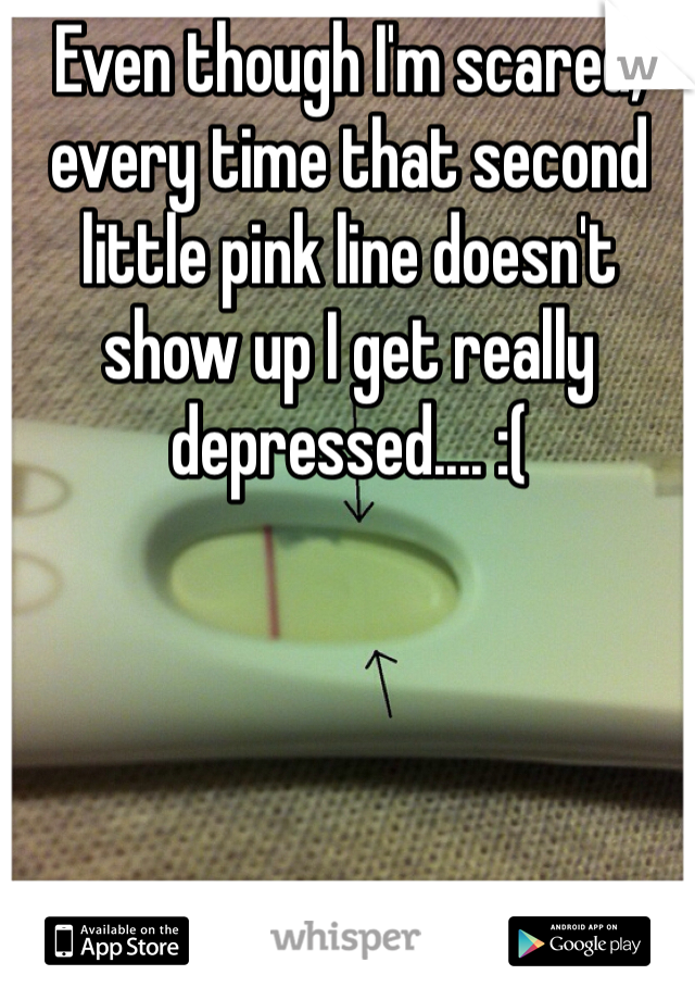 Even though I'm scared, every time that second little pink line doesn't show up I get really depressed.... :(