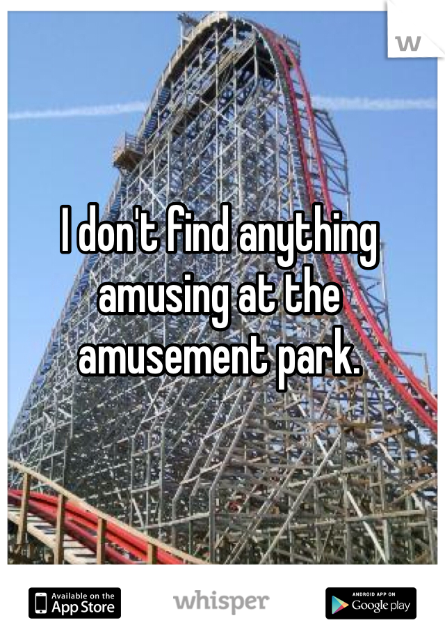 I don't find anything amusing at the amusement park.