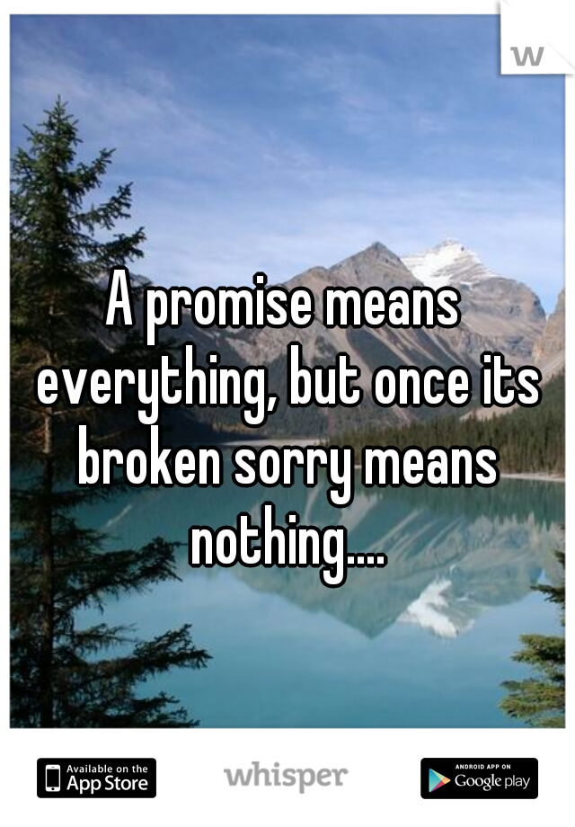 A promise means everything, but once its broken sorry means nothing....