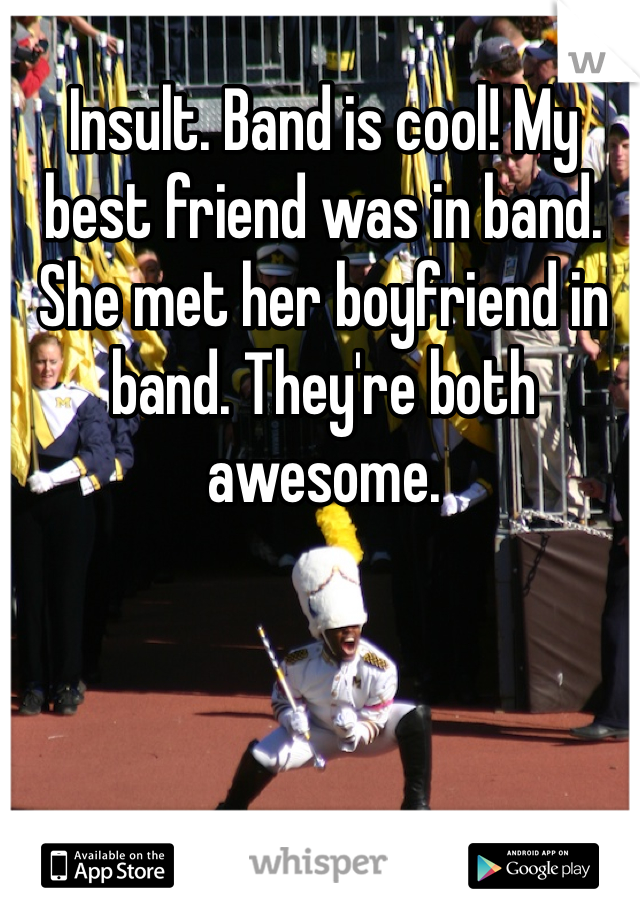 Insult. Band is cool! My best friend was in band. She met her boyfriend in band. They're both awesome. 