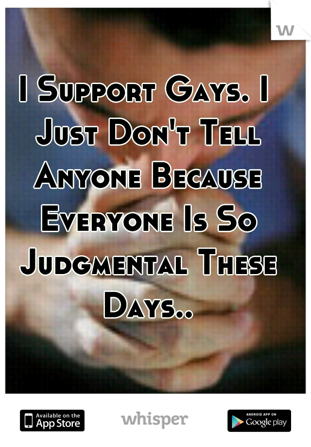 I Support Gays. I Just Don't Tell Anyone Because Everyone Is So Judgmental These Days..