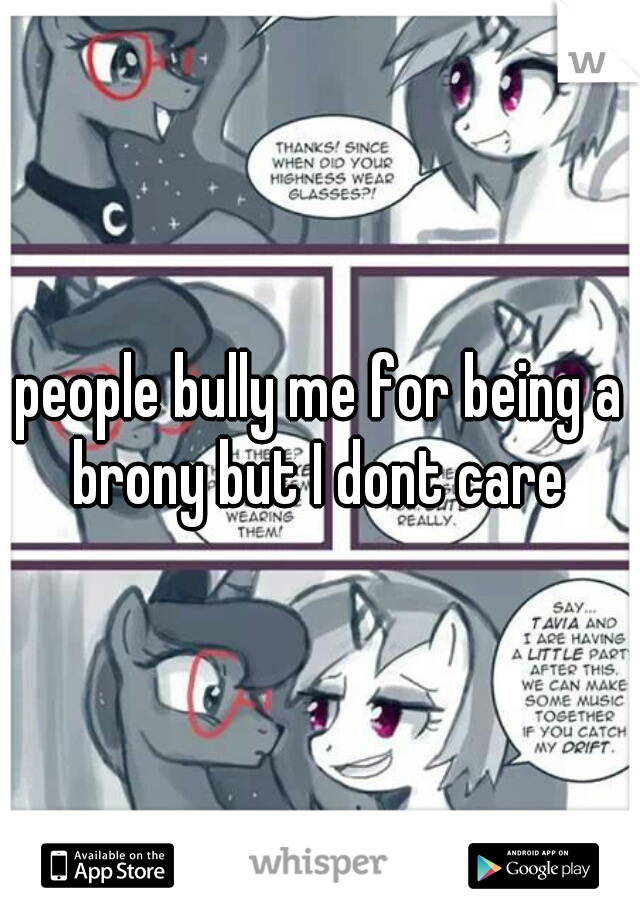 people bully me for being a brony but I dont care 