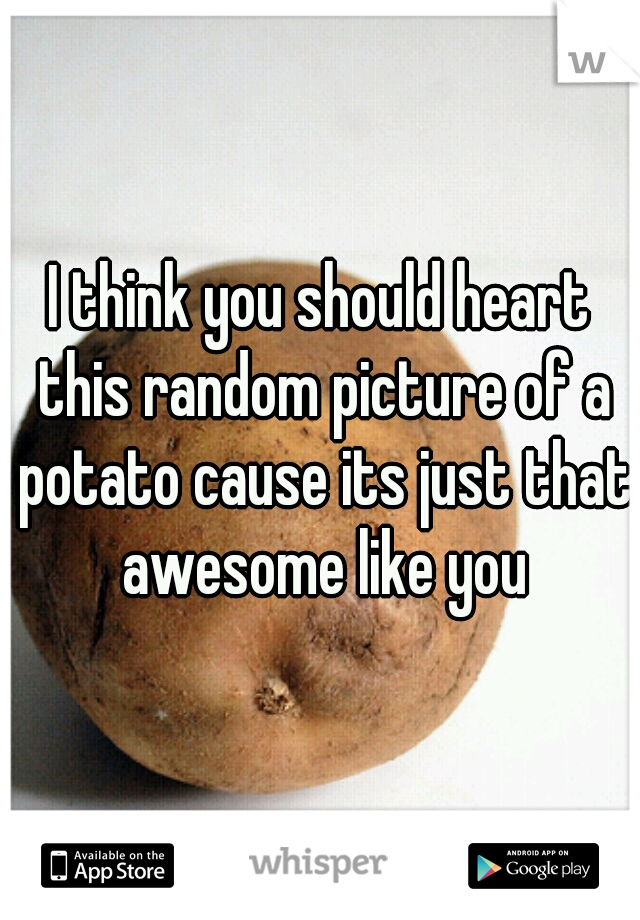 I think you should heart this random picture of a potato cause its just that awesome like you