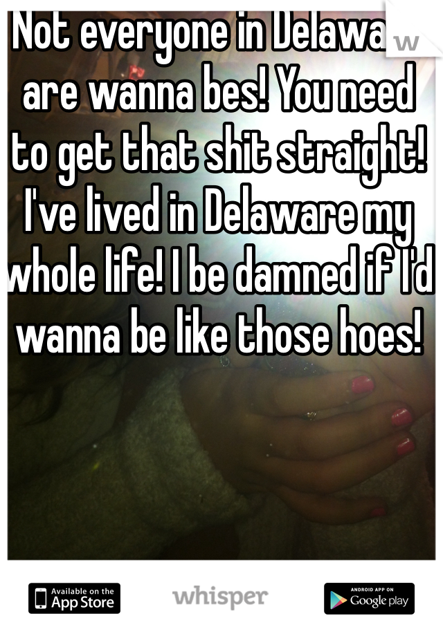 Not everyone in Delaware are wanna bes! You need to get that shit straight! I've lived in Delaware my whole life! I be damned if I'd wanna be like those hoes!