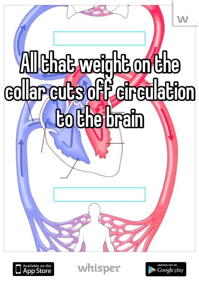 All that weight on the collar cuts off circulation to the brain 