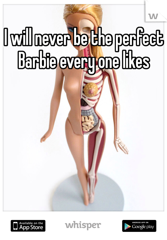 I will never be the perfect Barbie every one likes 
 