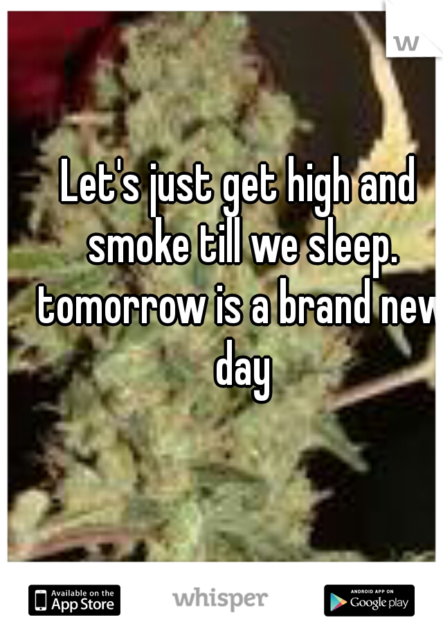 Let's just get high and smoke till we sleep. tomorrow is a brand new day