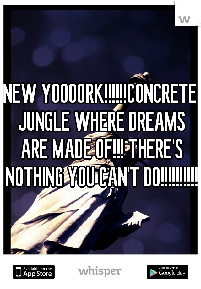 NEW YOOOORK!!!!!!CONCRETE JUNGLE WHERE DREAMS ARE MADE OF!!! THERE'S NOTHING YOU CAN'T DO!!!!!!!!!!