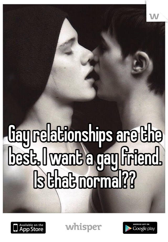 Gay relationships are the best. I want a gay friend. Is that normal??