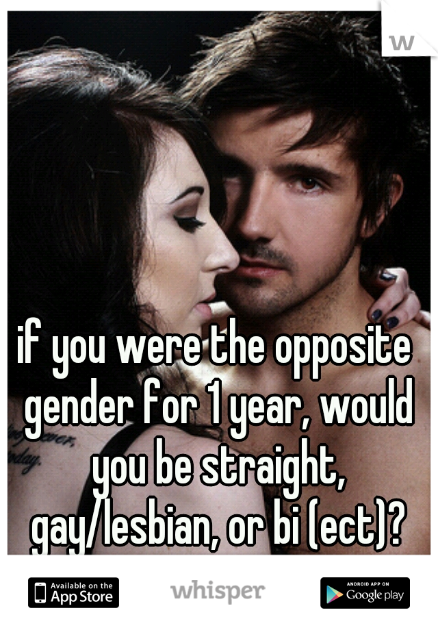 if you were the opposite gender for 1 year, would you be straight, gay/lesbian, or bi (ect)?